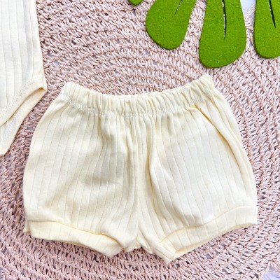 Conj. Body Regata e Short Canelado - Amarelo